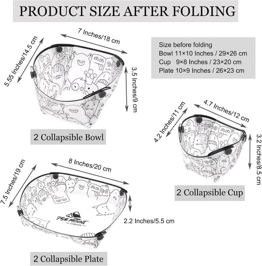 Sammenleggbart turservise – tallerken, skål og kopp