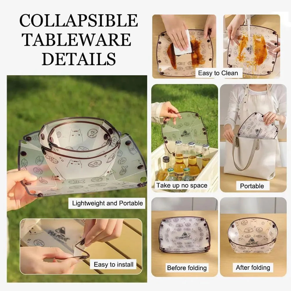 Sammenleggbart turservise – tallerken, skål og kopp